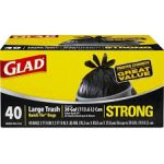 GLAD TRASH 30GAL-40CT QUICK TIE STRONG Packing / Size : 4/40CT