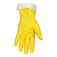 YELLOW FLOCK GLOVES-MEDIUM Packing / Size : 1/12CT