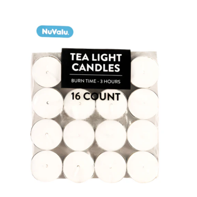 TEA LIGHTS CANDLES-WHITE/ 16CT Packing / Size : 48/16CT
